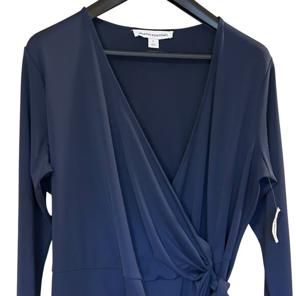 Amazon Essentials Women's Long-Sleeve Navy Blue Wrap Ruched Bodice Dress Size 2X - Picture 2 of 14